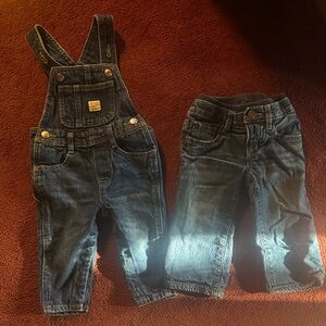 OshKosh B'gosh Blue Denim Overalls and Jeans Set
